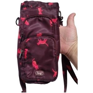 Lug Huggie Water Bottle Holder in Purple Cat Orchids Print Crossbody Insulated